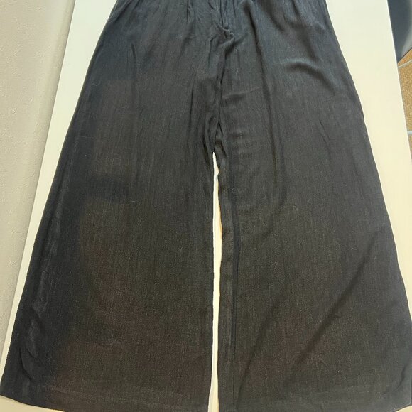 Nobody's Child Black Linen-blend Parker Wide Leg Trousers - US10 - Picture 4 of 7